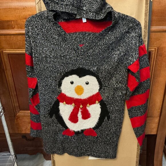 Derek Heart Space Penguin hoodie with 5 gold bells stripe back and sleeves - Picture 7 of 16